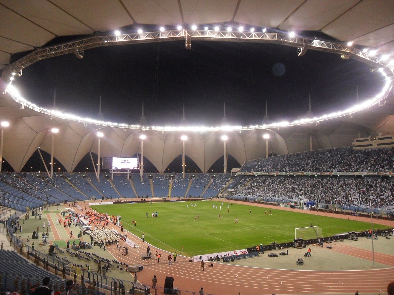 Al Hilal training week in Riyadh: the King Fahd International Stadium under lights